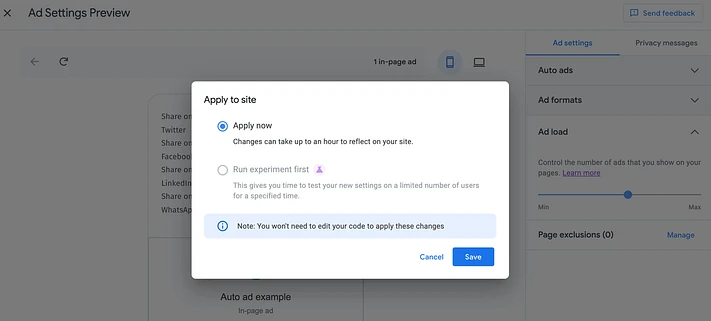 apply ad settings